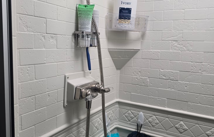 Large shower with lots of hot water.