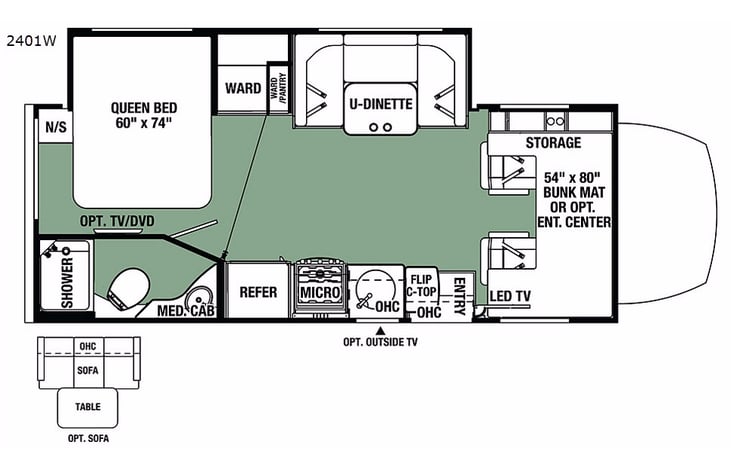 Representative floor plan provided by a trusted RVshare partner.
