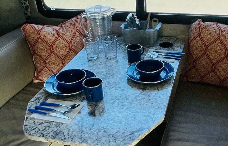 dishware included
dinette table/bed