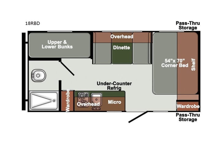 Representative floor plan provided by a trusted RVshare partner.
