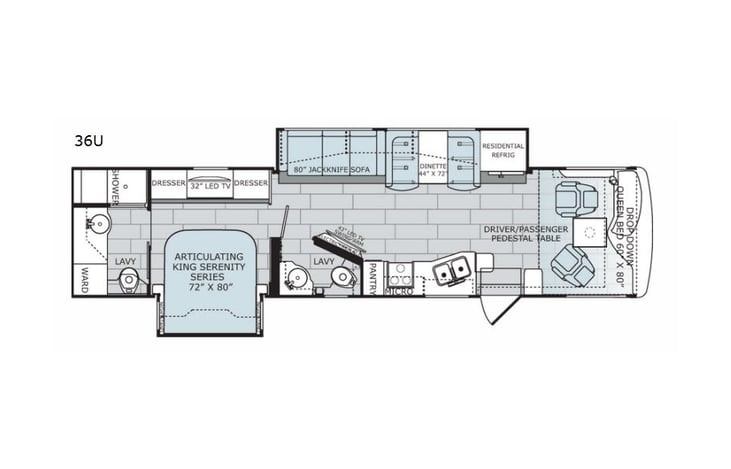 Representative floor plan provided by a trusted RVshare partner.