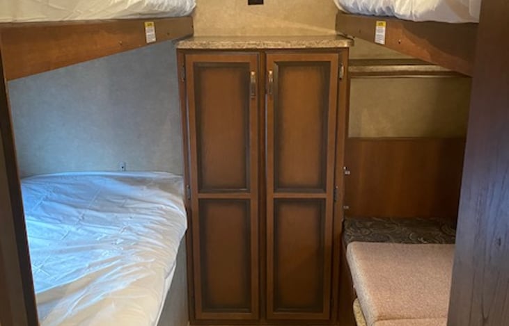 bunk bed room with door