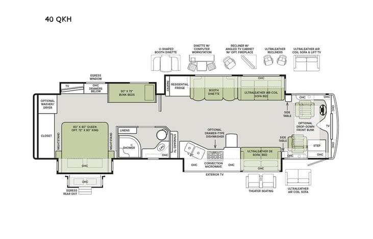 Representative floor plan provided by a trusted RVshare partner.