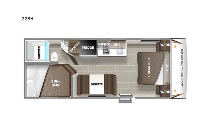 Representative floor plan provided by a trusted RVshare partner.
