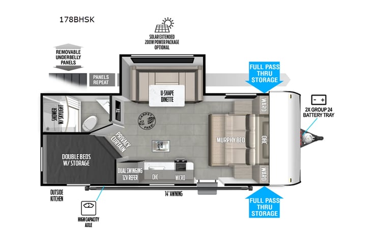 Representative floor plan provided by a trusted RVshare partner.