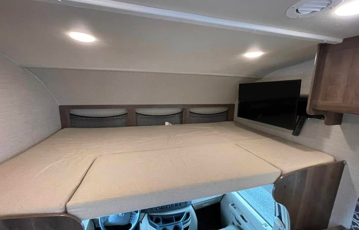 Overhead extra long queen bunk sleeps 2