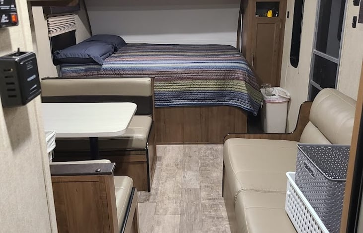 Full-sized, upgraded mattress.