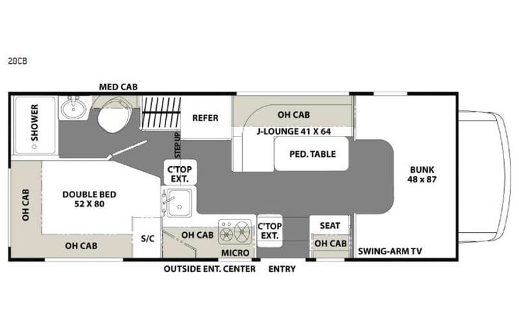 Representative floor plan provided by a trusted RVshare partner.