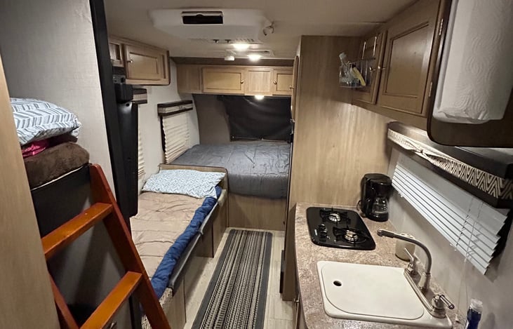 5th bed configuration. (Pillow and sleeping bag not included.)