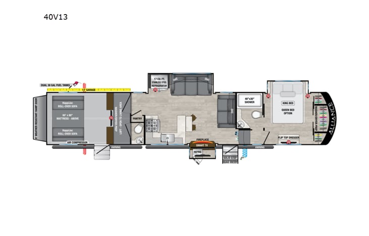 Representative floor plan provided by a trusted RVshare partner.