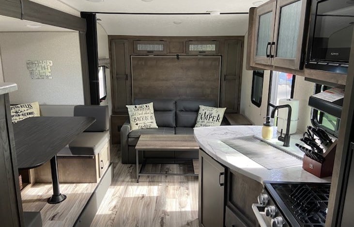 Lots of room to spread out and dinette folds down to full bed.