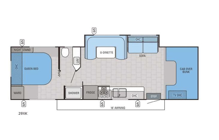 Representative floor plan provided by a trusted RVshare partner.