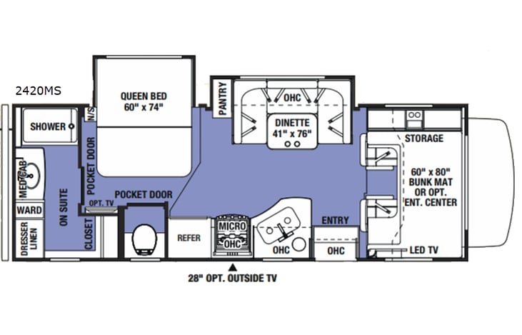 Representative floor plan provided by a trusted RVshare partner.