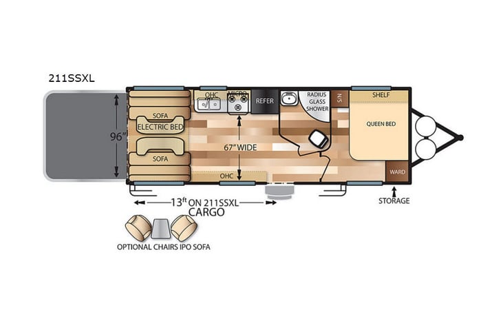 Representative floor plan provided by a trusted RVshare partner.