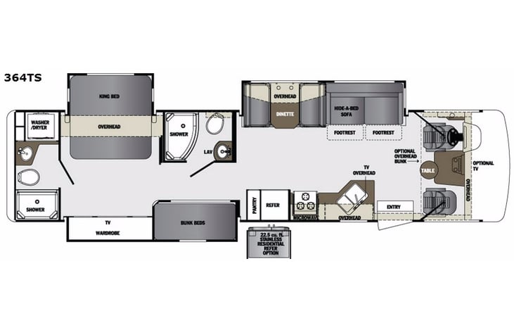 Representative floor plan provided by a trusted RVshare partner.