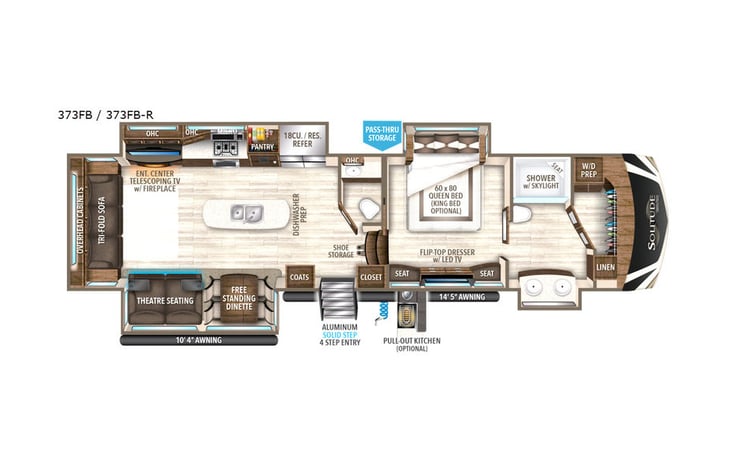 Representative floor plan provided by a trusted RVshare partner.