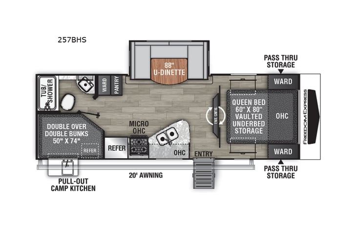 Representative floor plan provided by a trusted RVshare partner.
