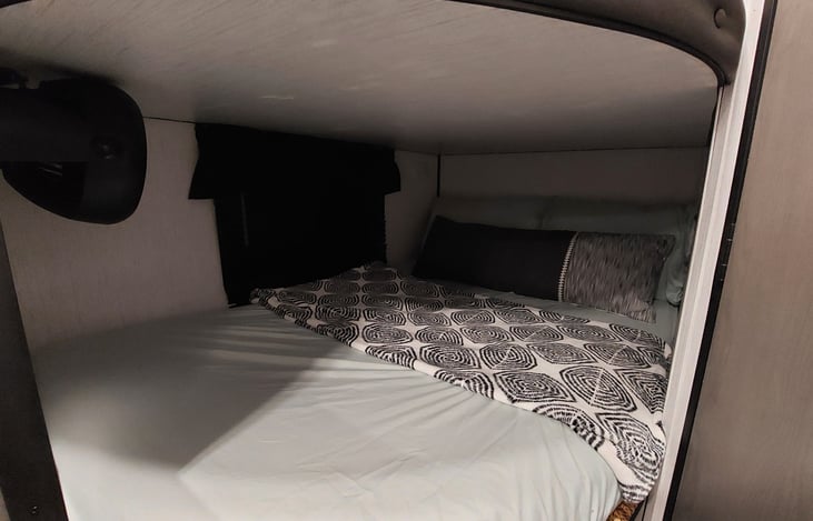 Bunk #1 has its own fan for air circulation and enty of pillows for comfort