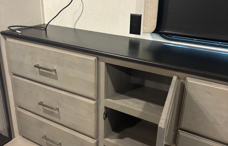 Storage drawers in bedroom