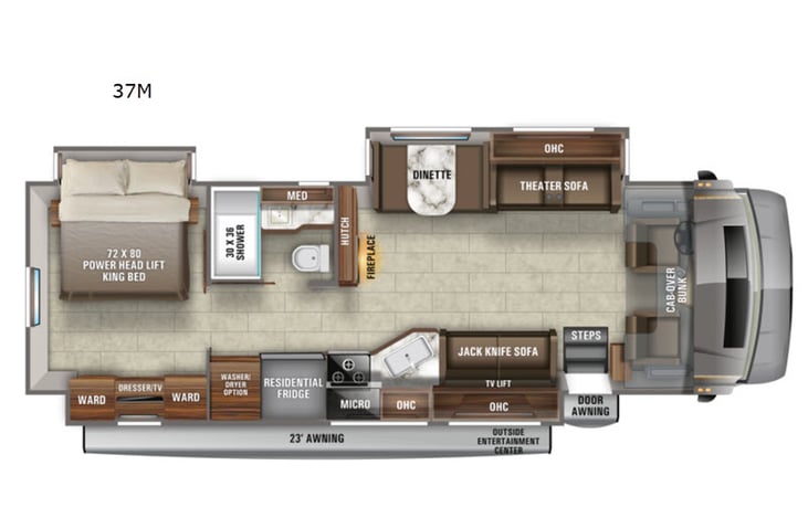 Representative floor plan provided by a trusted RVshare partner.