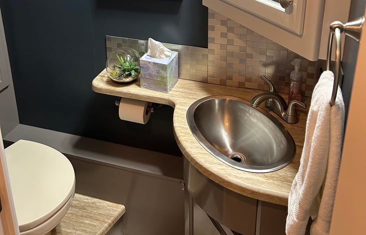 Half bath conveniently accessible when traveling