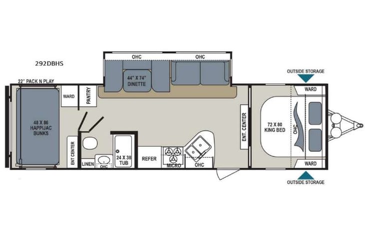 Representative floor plan provided by a trusted RVshare partner.