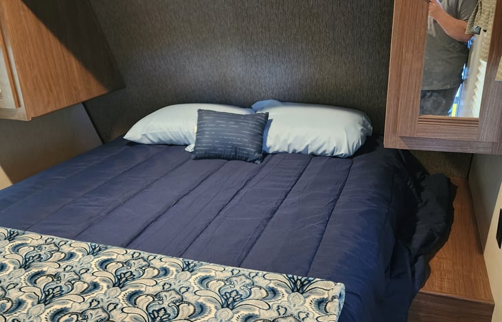 Master Bedroom with a RV Queen upgraded mattress