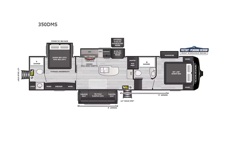 Representative floor plan provided by a trusted RVshare partner.