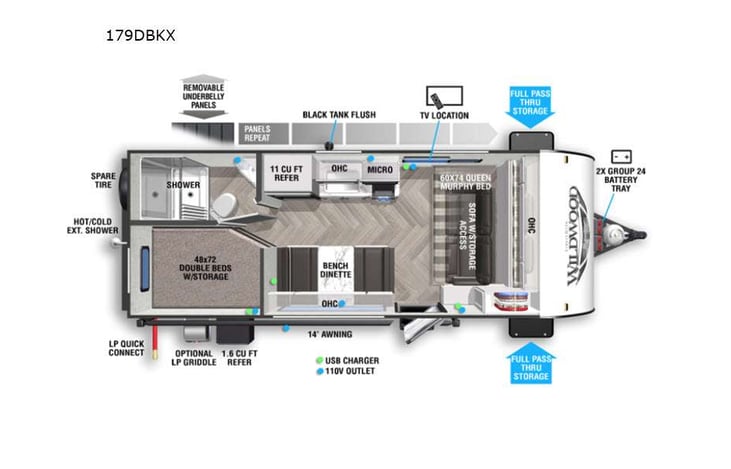 Representative floor plan provided by a trusted RVshare partner.