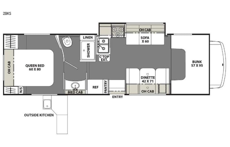 Representative floor plan provided by a trusted RVshare partner.