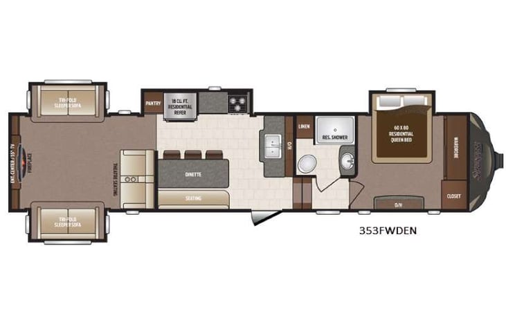Representative floor plan provided by a trusted RVshare partner.