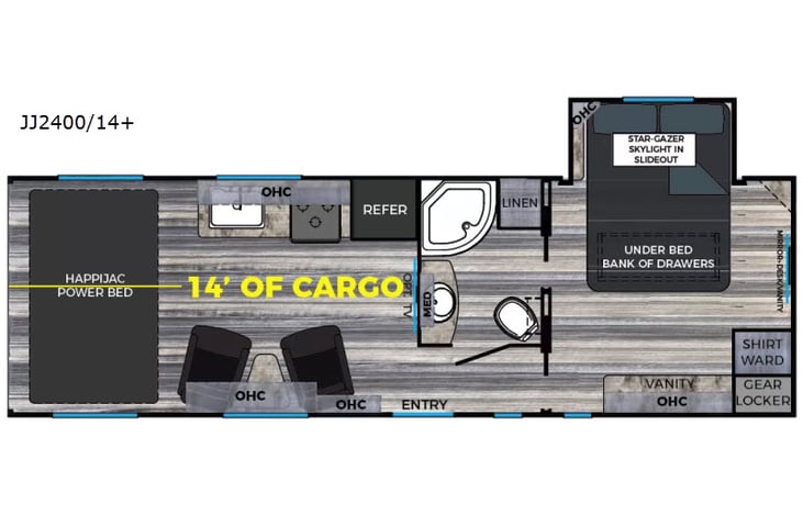 Representative floor plan provided by a trusted RVshare partner.