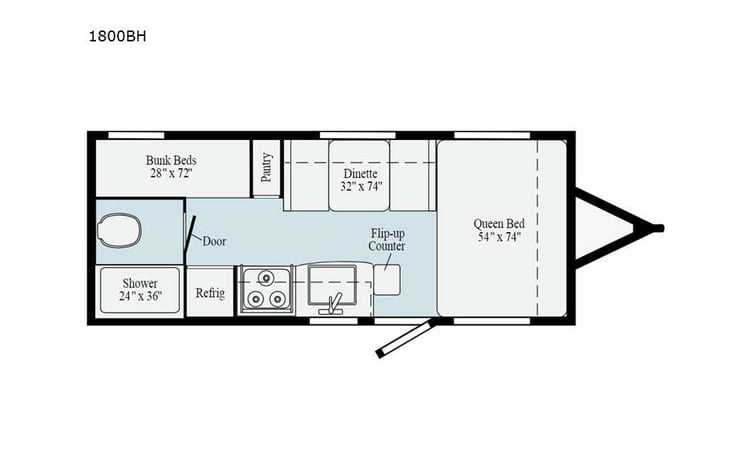 Representative floor plan provided by a trusted RVshare partner.