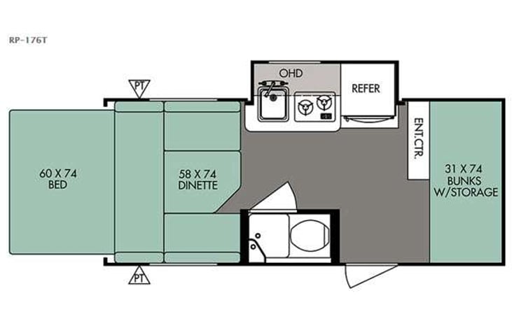 Representative floor plan provided by a trusted RVshare partner.