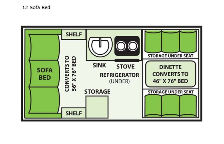 Representative floor plan provided by a trusted RVshare partner.