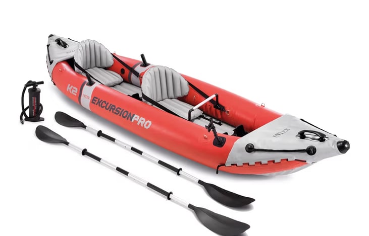 2 Person-Excursion Pro K2 Inflatable Kayak (Set of 2) (400 Weight Capacity)-Available as an ADD-ON. Includes full set up and tear-down of Kayaks upon delivery and pick up.
