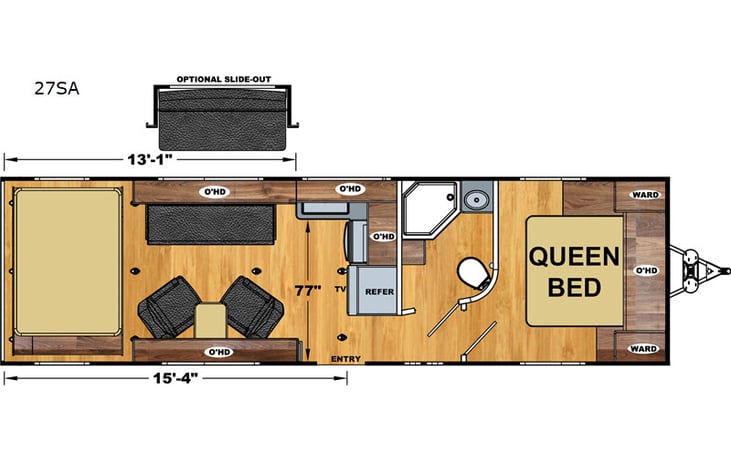Representative floor plan provided by a trusted RVshare partner.
