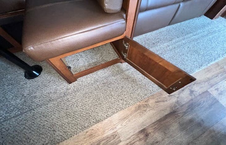 Under dinette storage.