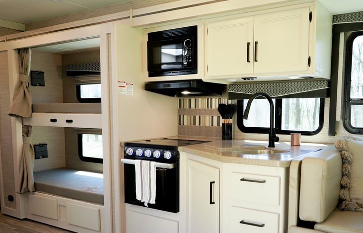 kitchen and bunk beds