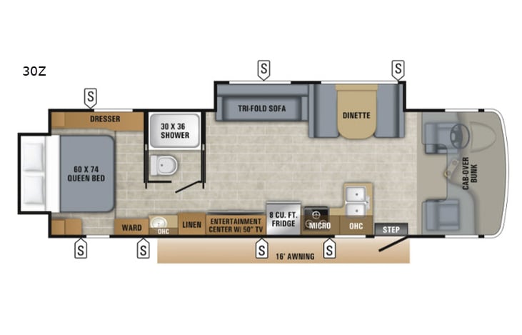 Representative floor plan provided by a trusted RVshare partner.