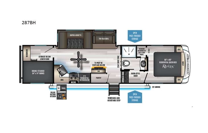 Representative floor plan provided by a trusted RVshare partner.