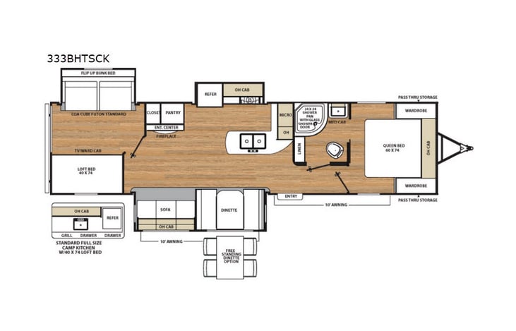 Representative floor plan provided by a trusted RVshare partner.