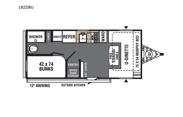 Representative floor plan provided by a trusted RVshare partner.
