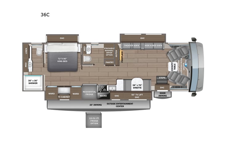 Representative floor plan provided by a trusted RVshare partner.