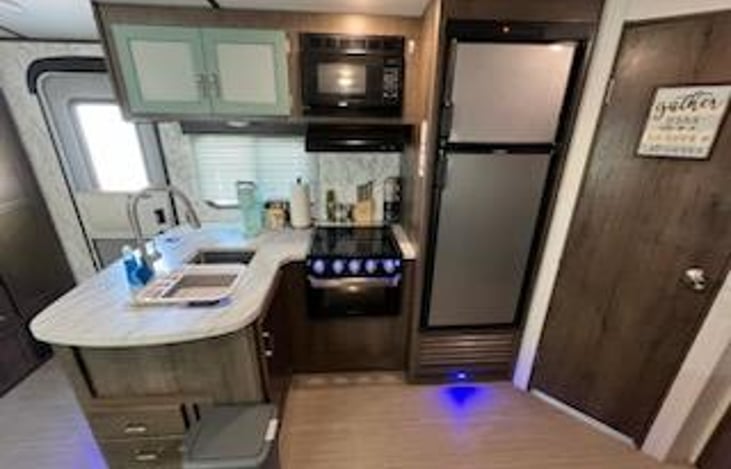 Kitchen from dining table.