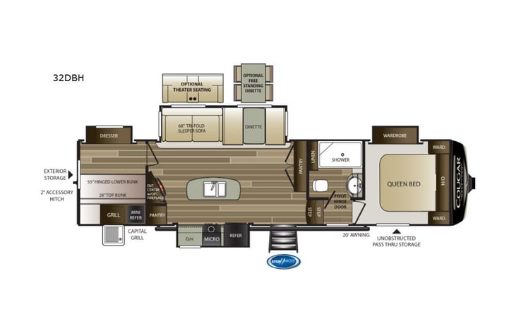 Representative floor plan provided by a trusted RVshare partner.