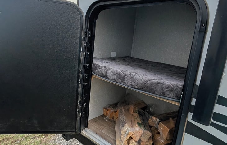 Extra storage under the twin bunks