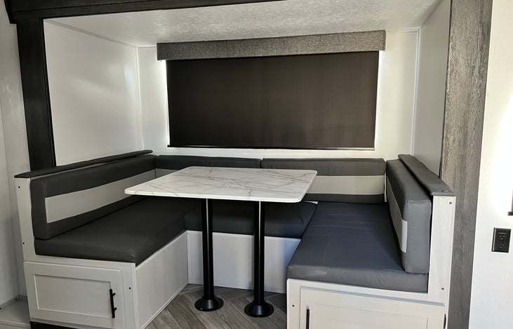 "U" shaped dinette slide out with large picture window