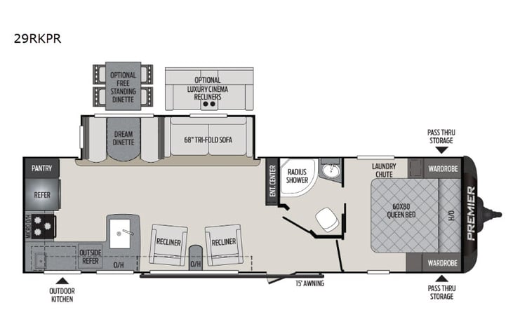 Representative floor plan provided by a trusted RVshare partner.