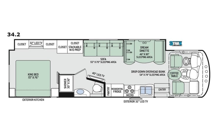 Representative floor plan provided by a trusted RVshare partner.